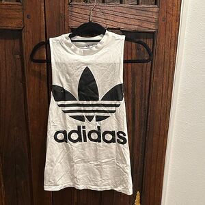 Adidas Sleeveless Top in White with Black Logo